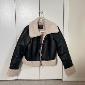 Black and Cream Shearling Jacket